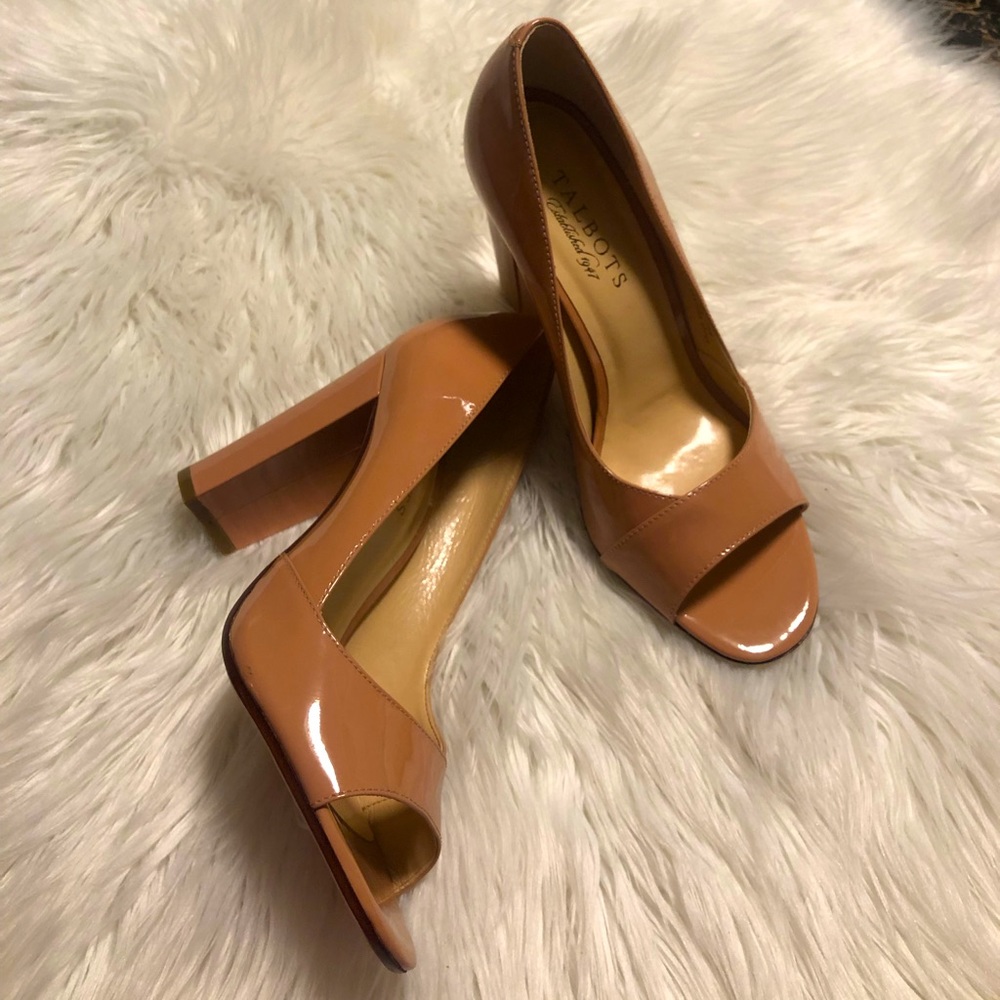 Talbots Nude Peep Toe Patent Heels
